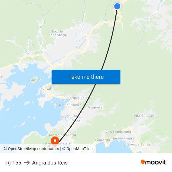 Rj-155 to Angra dos Reis map