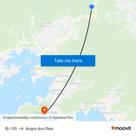 Rj-155 to Angra dos Reis map