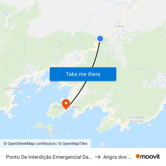 Ponto De Interdição Emergencial Da Rj-155 to Angra dos Reis map