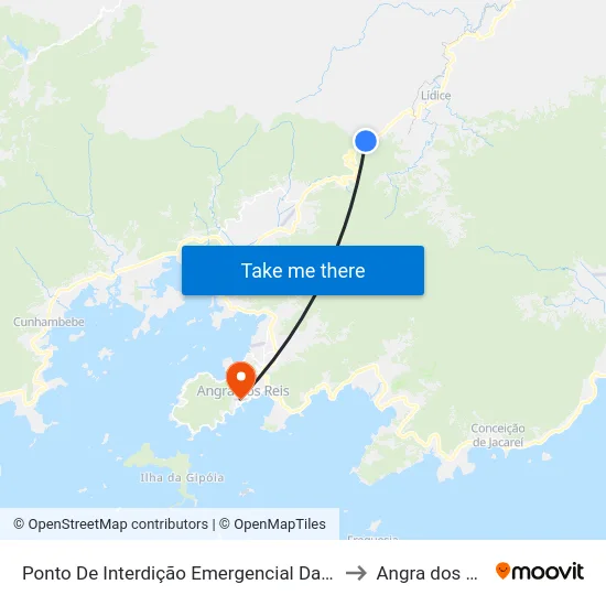 Ponto De Interdição Emergencial Da Rj-155 to Angra dos Reis map