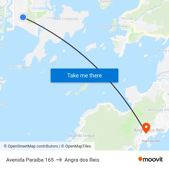 Avenida Paraíba 165 to Angra dos Reis map