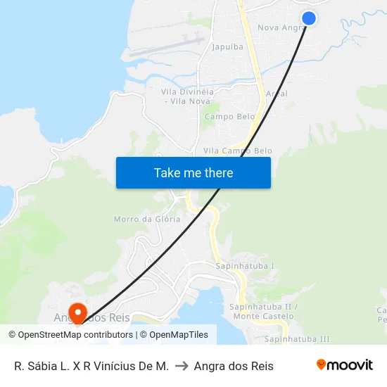 R. Sábia L. X R Vinícius De M. to Angra dos Reis map