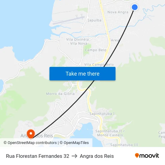 Rua Florestan Fernandes 32 to Angra dos Reis map
