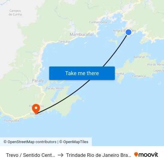 Trevo / Sentido Centro to Trindade Rio de Janeiro Brazil map