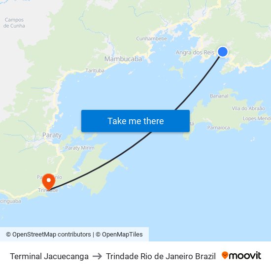 Terminal Jacuecanga to Trindade Rio de Janeiro Brazil map
