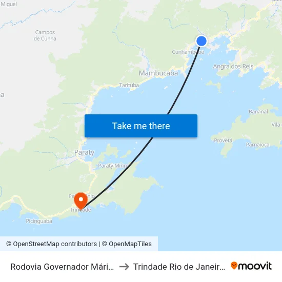 Rodovia Governador Mário Covas to Trindade Rio de Janeiro Brazil map