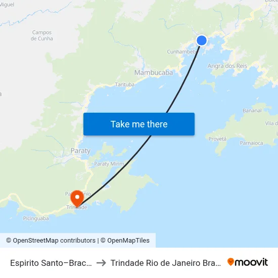 Espirito Santo–Bracuí to Trindade Rio de Janeiro Brazil map
