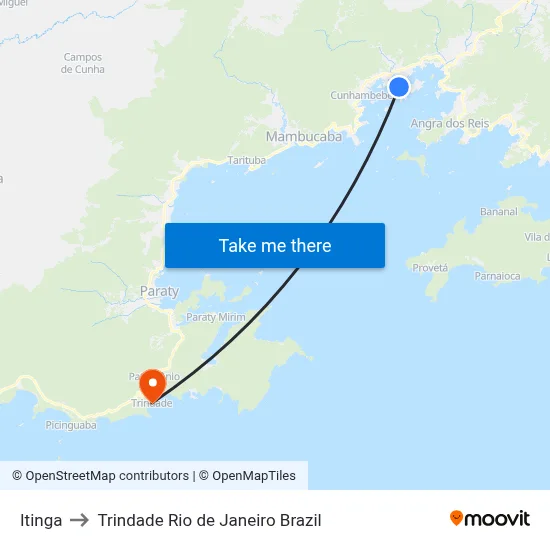 Itinga to Trindade Rio de Janeiro Brazil map