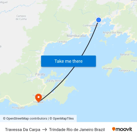 Travessa Da Carpa to Trindade Rio de Janeiro Brazil map