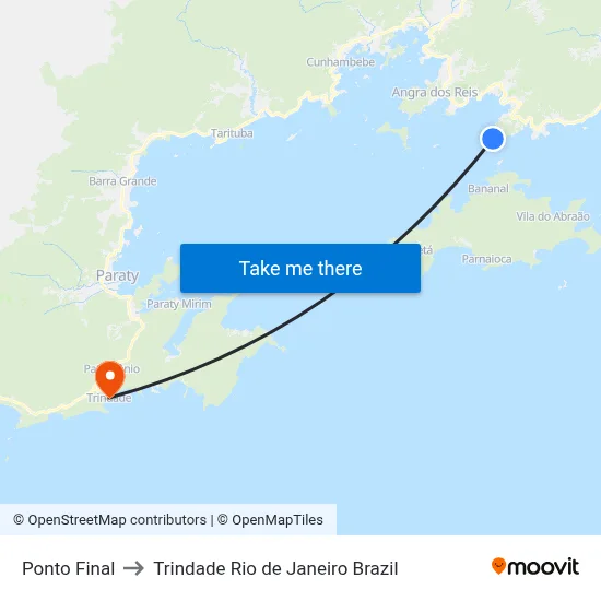 Ponto Final to Trindade Rio de Janeiro Brazil map