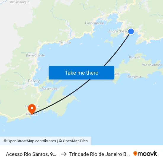 Acesso Rio Santos, 90-98 to Trindade Rio de Janeiro Brazil map