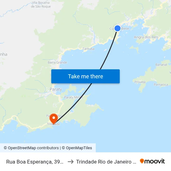 Rua Boa Esperança, 398-520 to Trindade Rio de Janeiro Brazil map