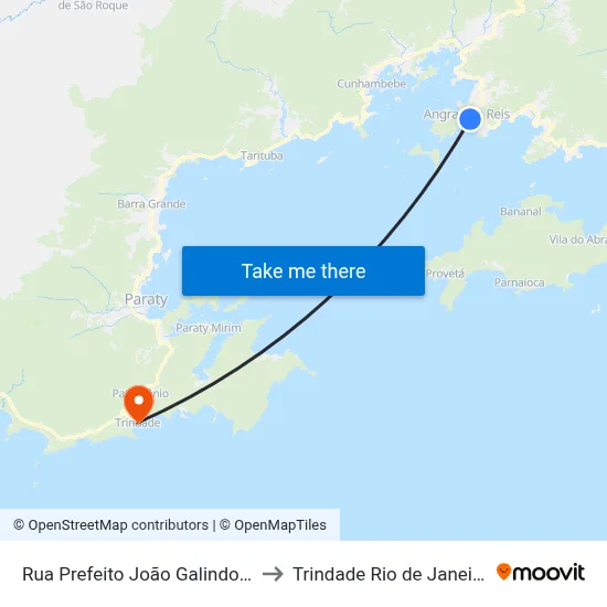 Rua Prefeito João Galindo, 176-336 to Trindade Rio de Janeiro Brazil map
