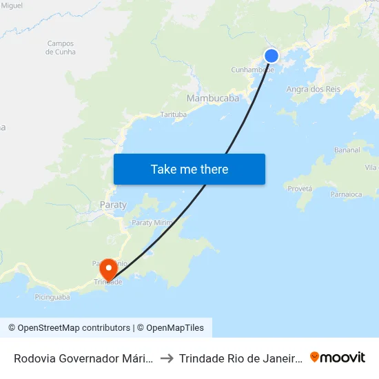 Rodovia Governador Mário Covas to Trindade Rio de Janeiro Brazil map