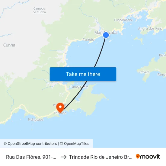 Rua Das Flôres, 901-933 to Trindade Rio de Janeiro Brazil map