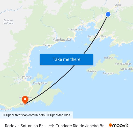 Rodovia Saturnino Braga to Trindade Rio de Janeiro Brazil map