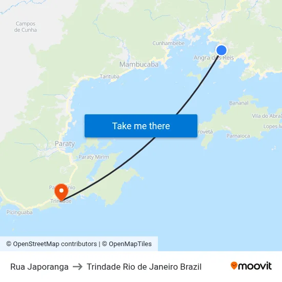 Rua Japoranga to Trindade Rio de Janeiro Brazil map