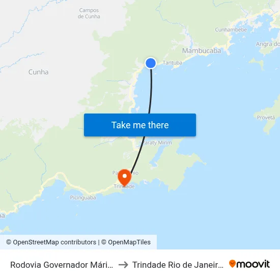 Rodovia Governador Mário Covas to Trindade Rio de Janeiro Brazil map