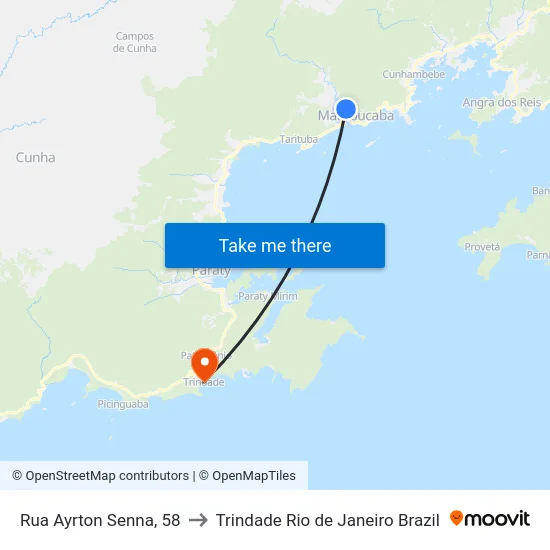 Rua Ayrton Senna, 58 to Trindade Rio de Janeiro Brazil map