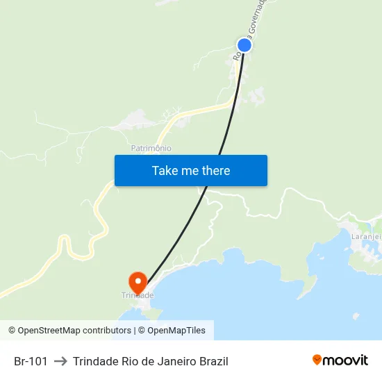 Br-101 to Trindade Rio de Janeiro Brazil map