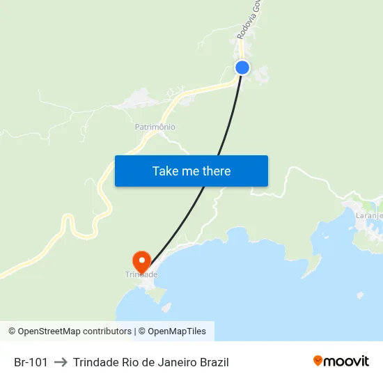 Br-101 to Trindade Rio de Janeiro Brazil map