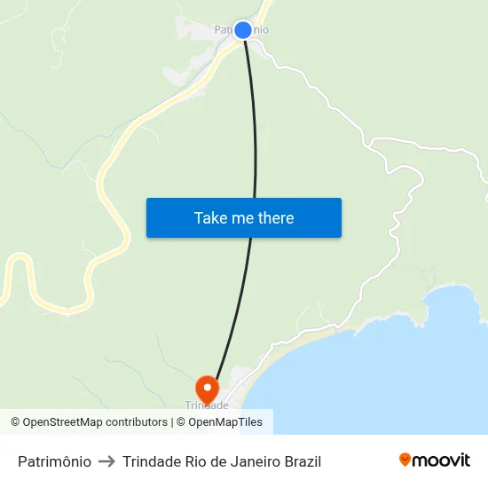 Patrimônio to Trindade Rio de Janeiro Brazil map