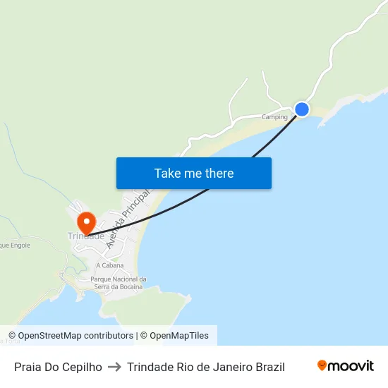 Praia Do Cepilho to Trindade Rio de Janeiro Brazil map