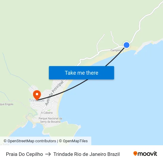 Praia Do Cepilho to Trindade Rio de Janeiro Brazil map