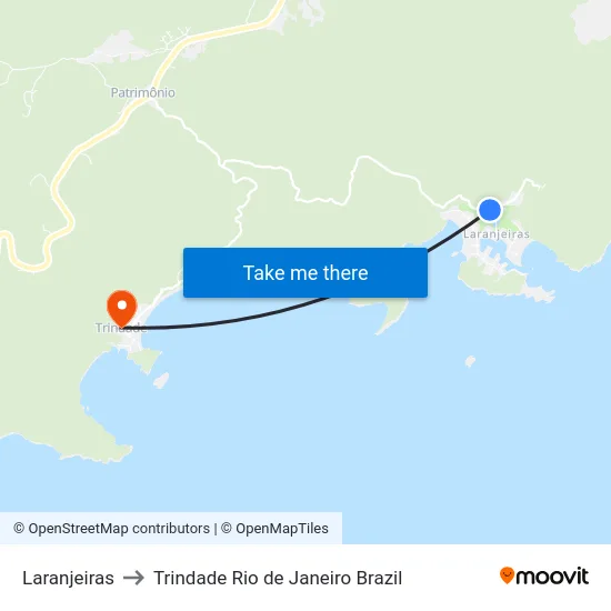 Laranjeiras to Trindade Rio de Janeiro Brazil map