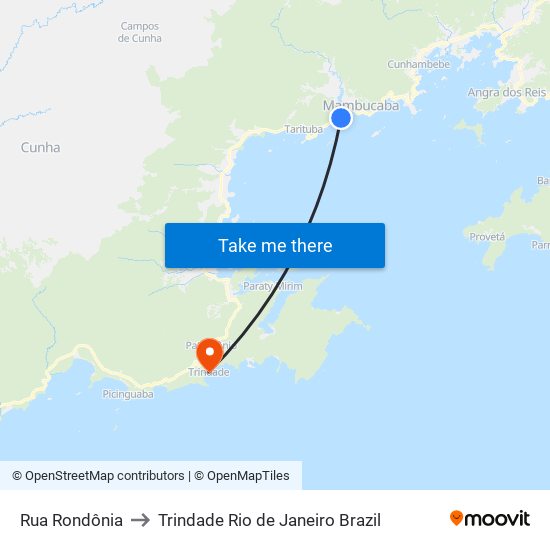 Rua Rondônia to Trindade Rio de Janeiro Brazil map