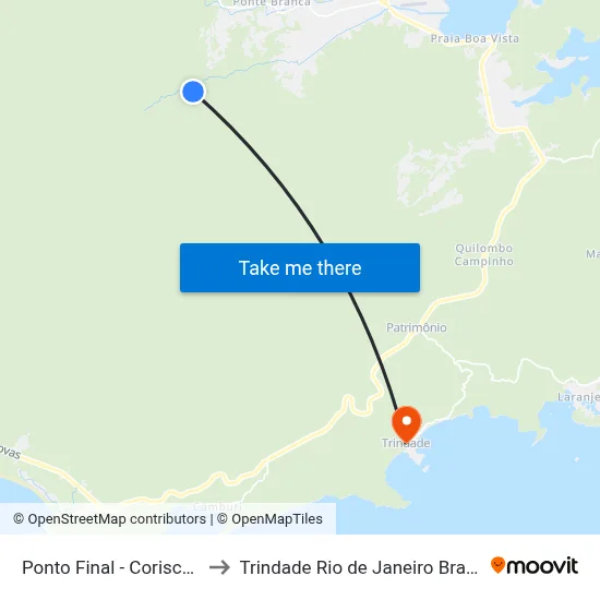 Ponto Final - Coriscão to Trindade Rio de Janeiro Brazil map