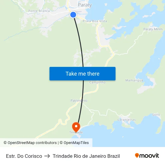 Estr. Do Corisco to Trindade Rio de Janeiro Brazil map