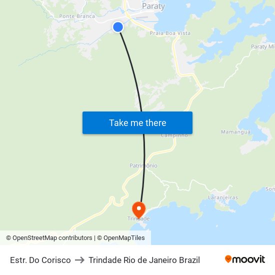 Estr. Do Corisco to Trindade Rio de Janeiro Brazil map
