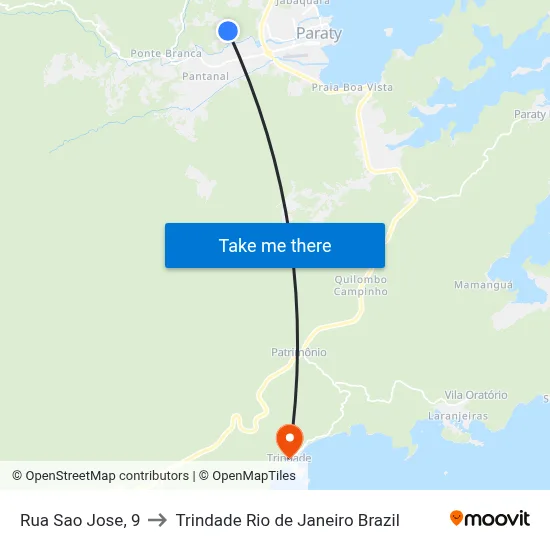 Rua Sao Jose, 9 to Trindade Rio de Janeiro Brazil map
