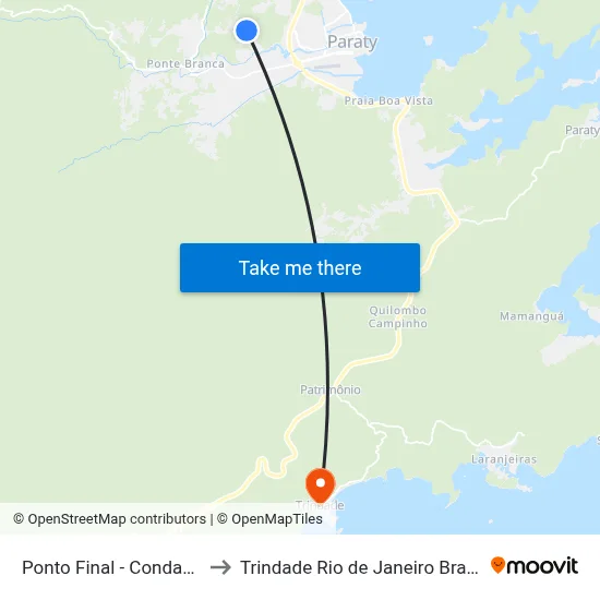Ponto Final - Condado to Trindade Rio de Janeiro Brazil map