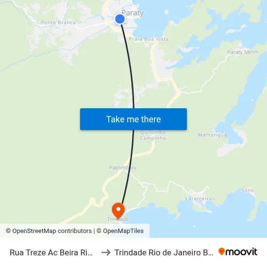 Rua Treze Ac Beira Rio, 24 to Trindade Rio de Janeiro Brazil map