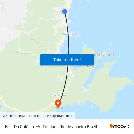Estr. Da Colônia to Trindade Rio de Janeiro Brazil map