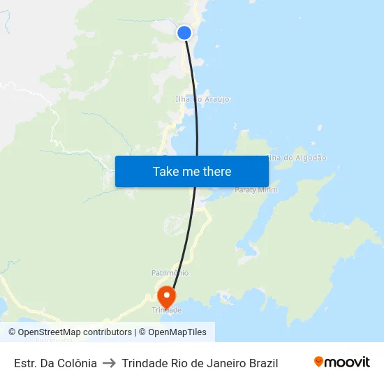 Estr. Da Colônia to Trindade Rio de Janeiro Brazil map