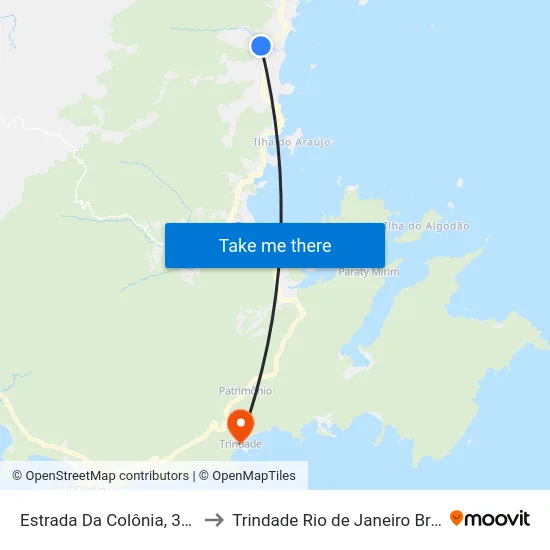 Estrada Da Colônia, 3043 to Trindade Rio de Janeiro Brazil map