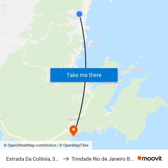 Estrada Da Colônia, 3043 to Trindade Rio de Janeiro Brazil map