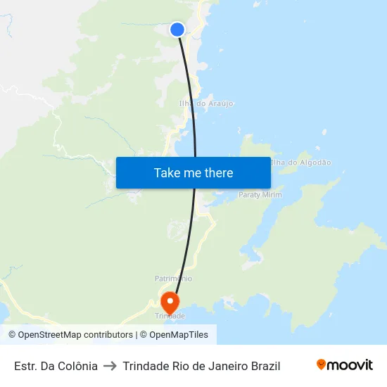 Estr. Da Colônia to Trindade Rio de Janeiro Brazil map