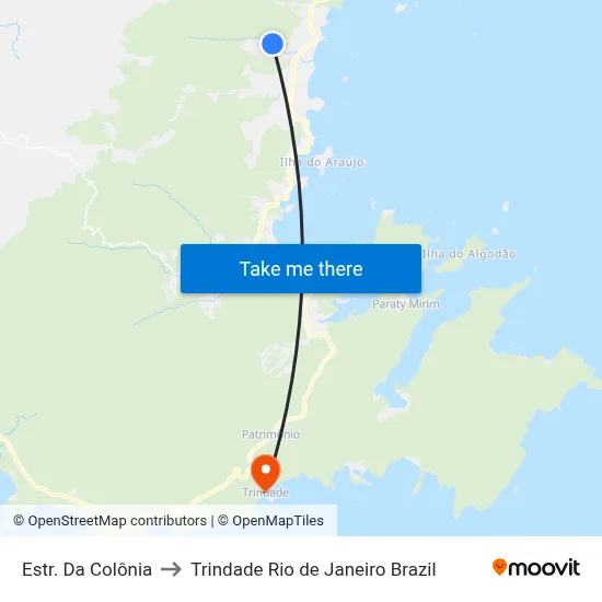 Estr. Da Colônia to Trindade Rio de Janeiro Brazil map