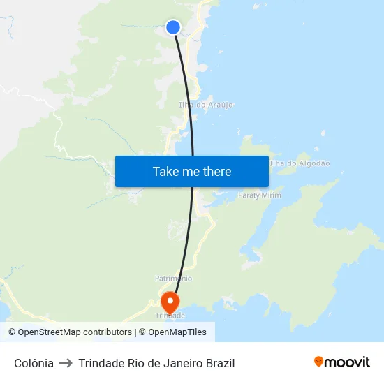 Colônia to Trindade Rio de Janeiro Brazil map