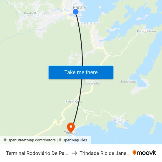 Terminal Rodoviário De Paraty (Vans) to Trindade Rio de Janeiro Brazil map
