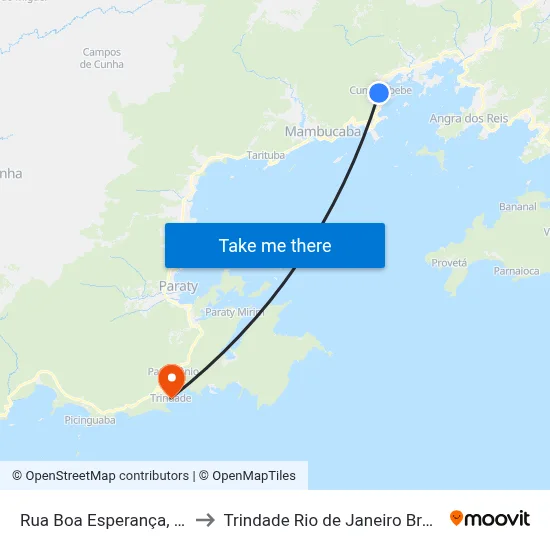 Rua Boa Esperança, 37 to Trindade Rio de Janeiro Brazil map