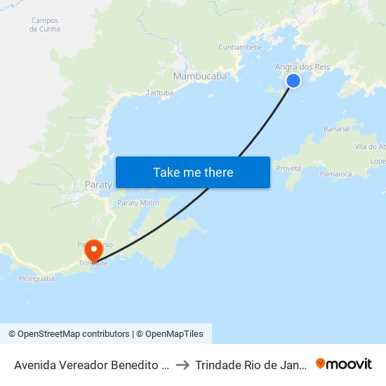 Avenida Vereador Benedito Adelino, 961 to Trindade Rio de Janeiro Brazil map