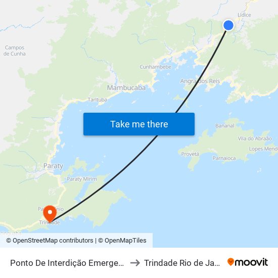 Ponto De Interdição Emergencial Da Rj-155 to Trindade Rio de Janeiro Brazil map