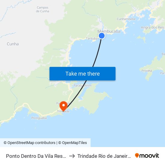 Ponto Dentro Da Vila Residencial to Trindade Rio de Janeiro Brazil map