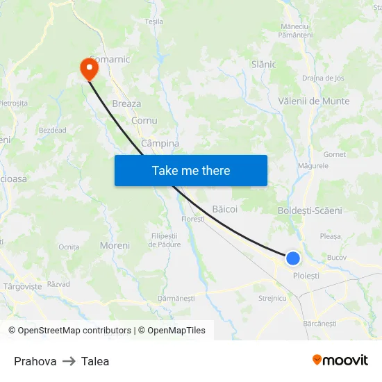 Prahova to Talea map