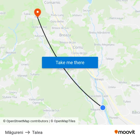 Măgureni to Talea map